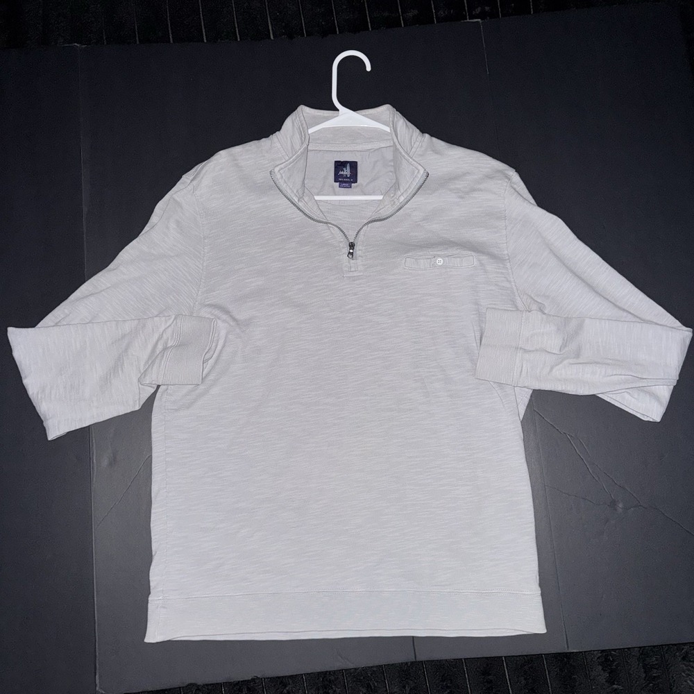 Men's Large johnnie-O Gray 1/4 Zip Pullover Sweater Mock Neck Long Sleeve